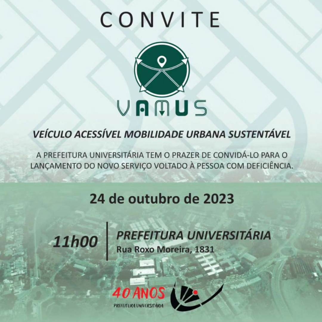 Banner do Lançamento do VAMUS – Veículo Acessível Mobilidade Urbana Sustentável que acontece no dia 24 de outubro às 11h
